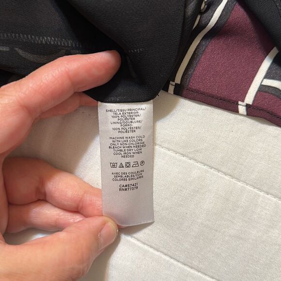 Ann Taylor SP Burgundy Black Ivory White Chainlink Sleeveless Shell Tie Blouse - Picture 13 of 13